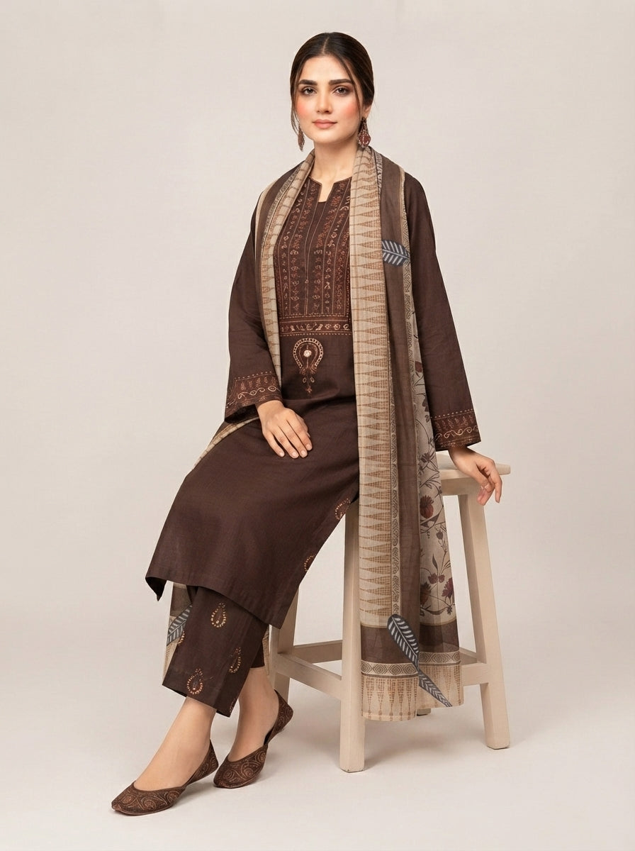 3 PIECE EMBROIDERED - UNSTITCHED