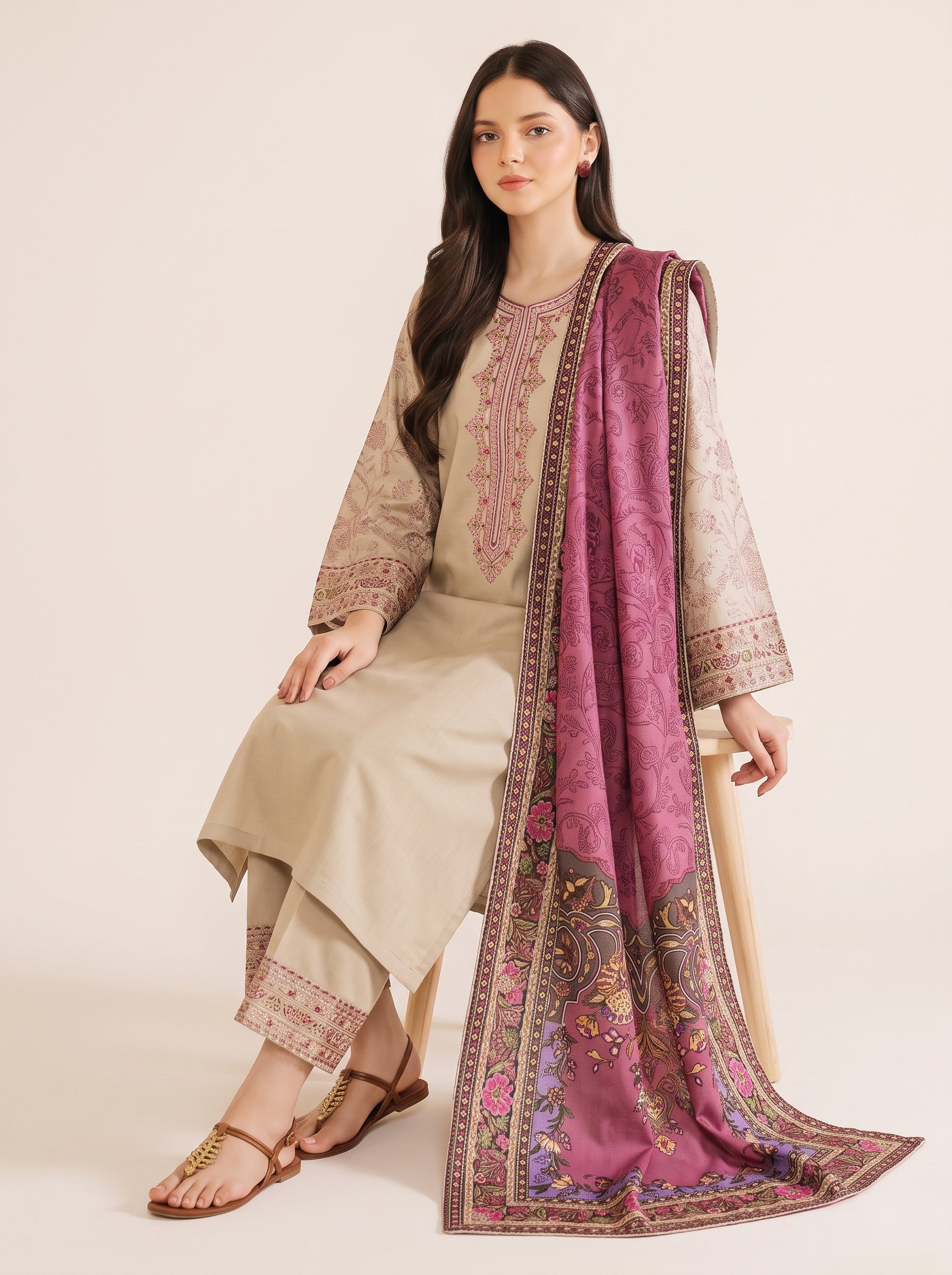 3 PIECE EMBROIDERED - UNSTITCHED