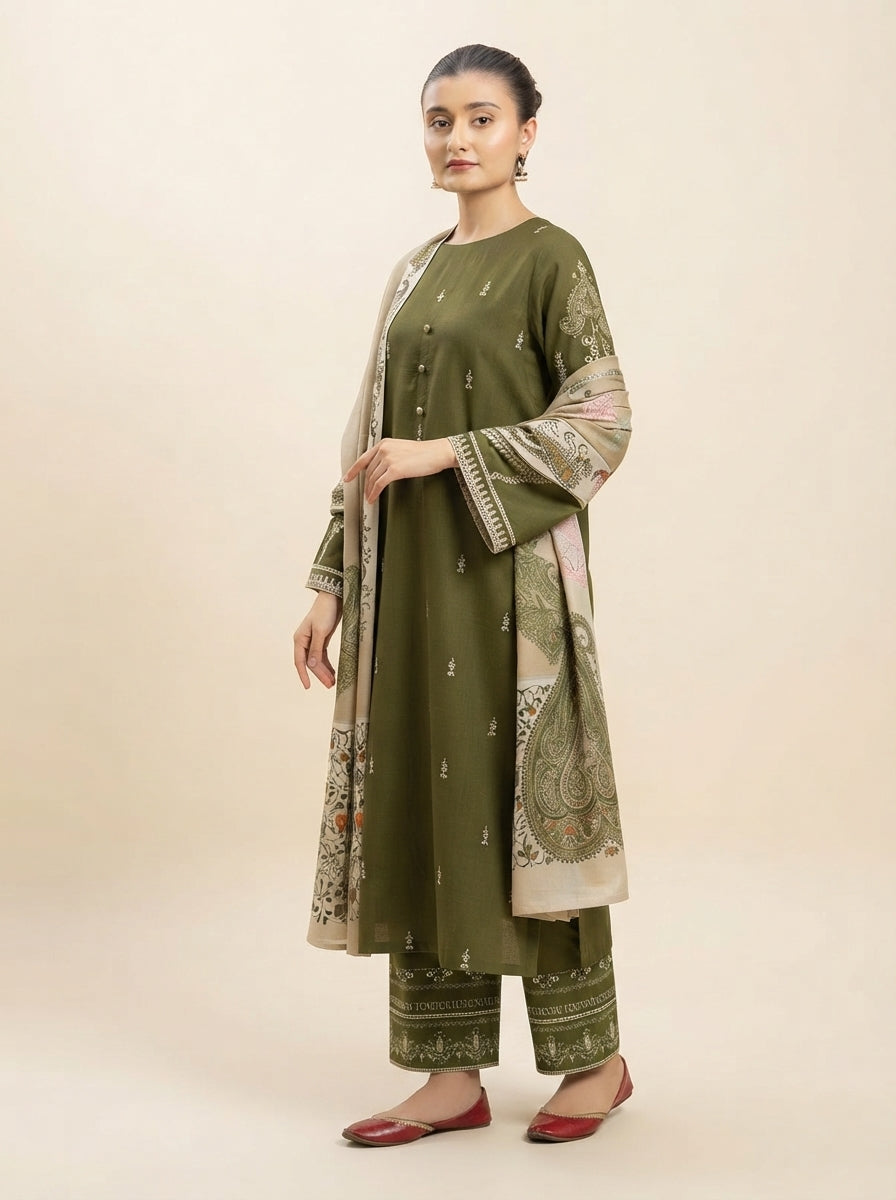 3 PIECE EMBROIDERED - UNSTITCHED