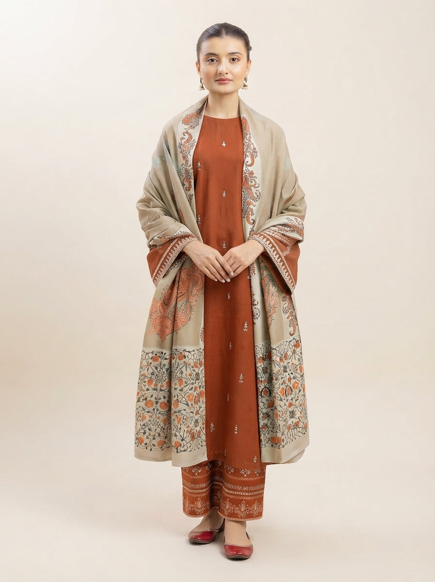 3 PIECE EMBROIDERED - UNSTITCHED