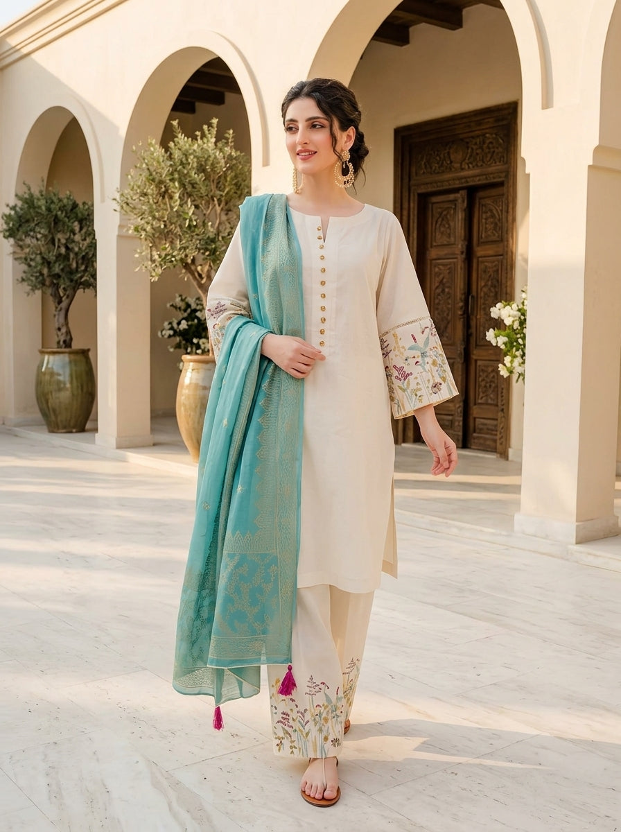 3 PIECE EMBROIDERED - UNSTITCHED