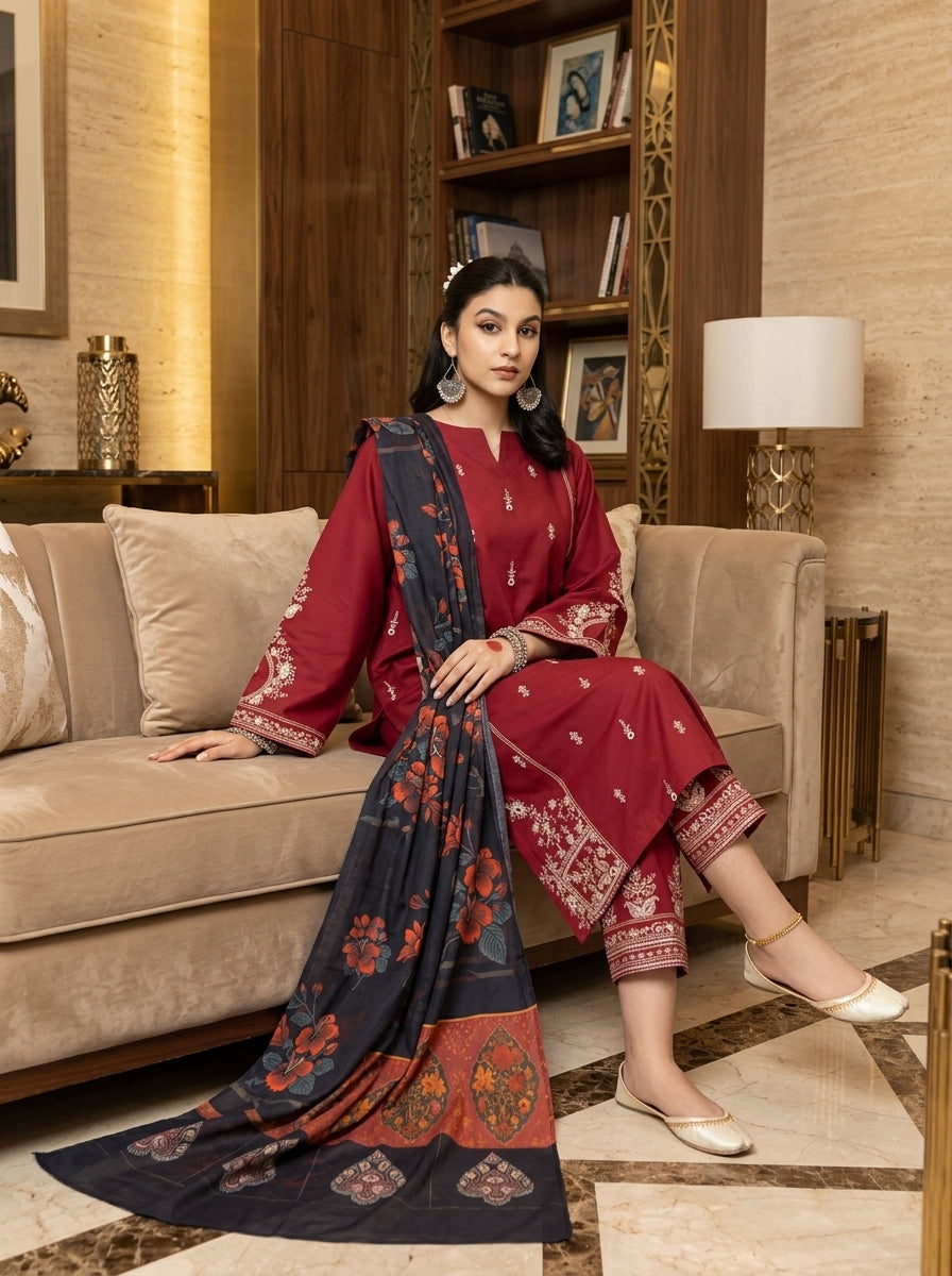 3 PIECE EMBROIDERED - UNSTITCHED
