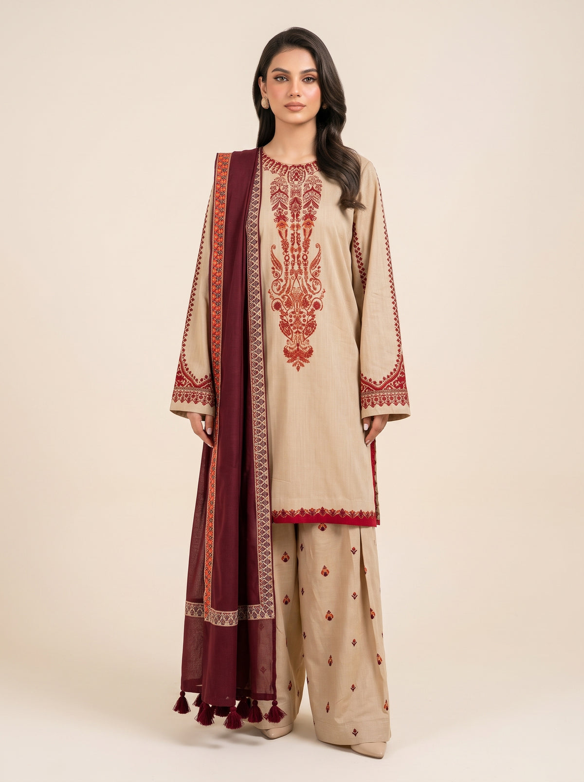 3 PIECE EMBROIDERED - UNSTITCHED
