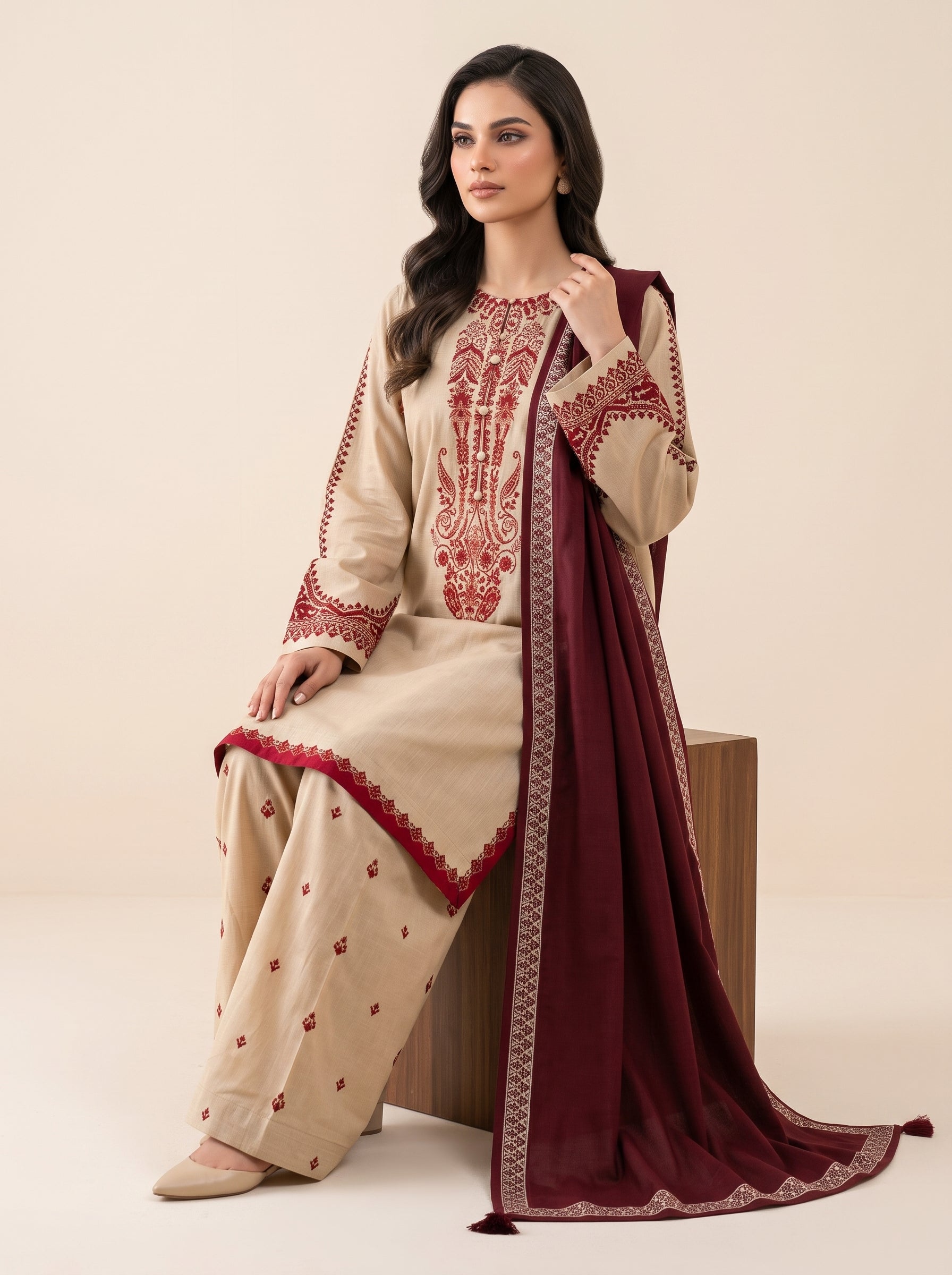 3 PIECE EMBROIDERED - UNSTITCHED