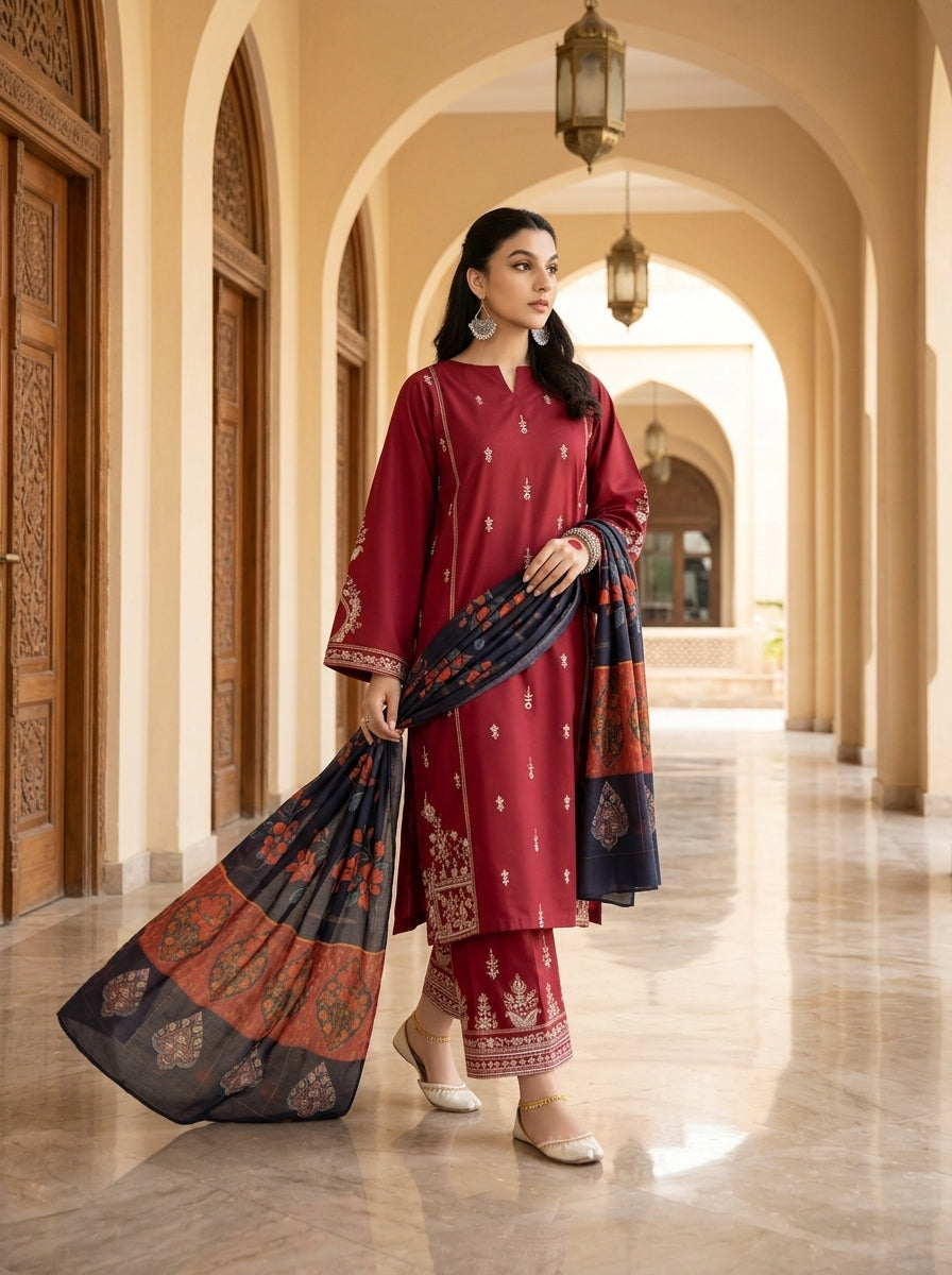 3 PIECE EMBROIDERED - UNSTITCHED