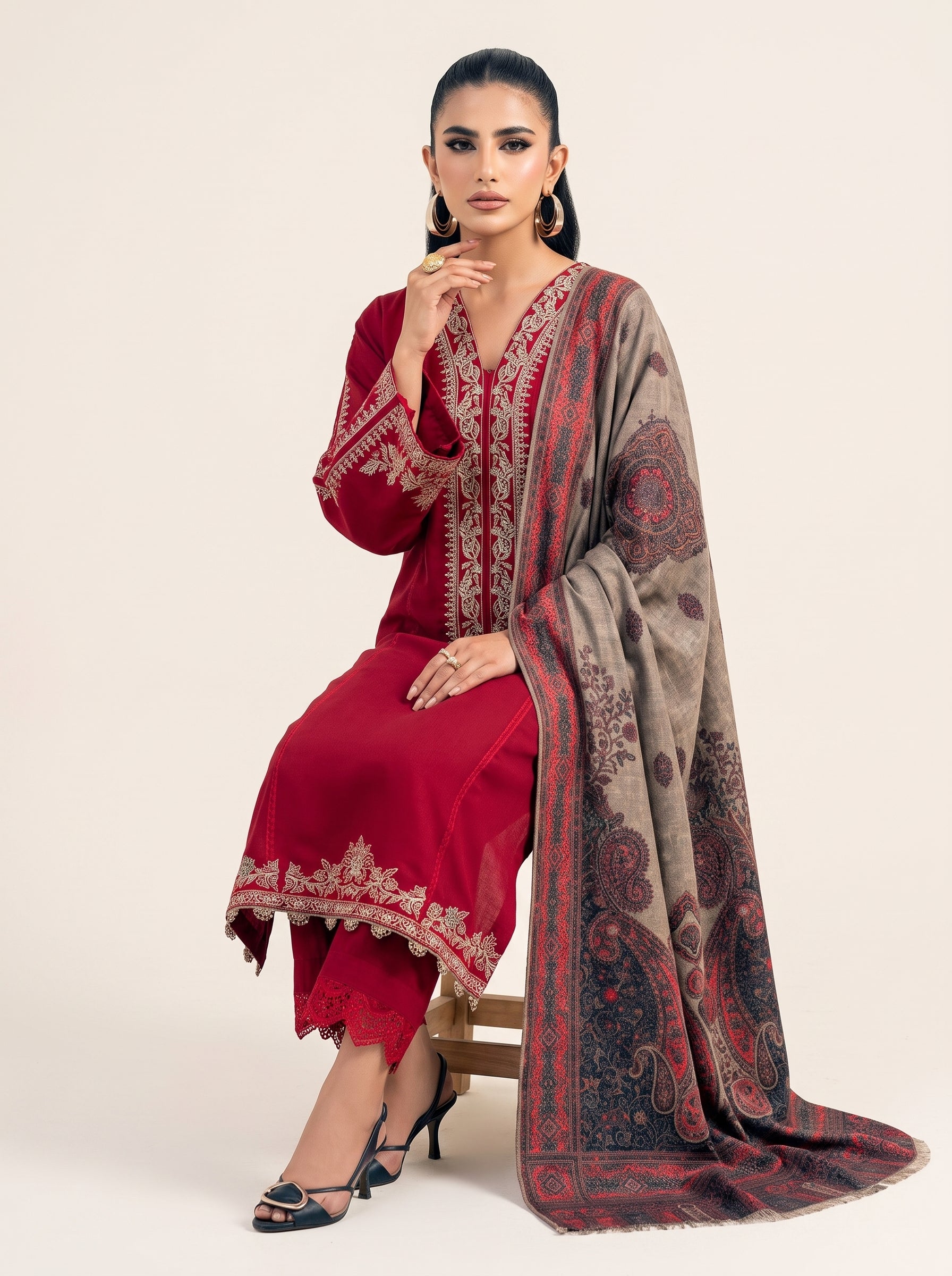 3 PIECE EMBROIDERED - UNSTITCHED
