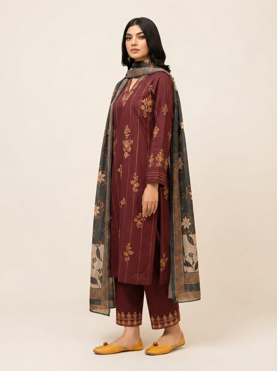 3 PIECE EMBROIDERED - UNSTITCHED