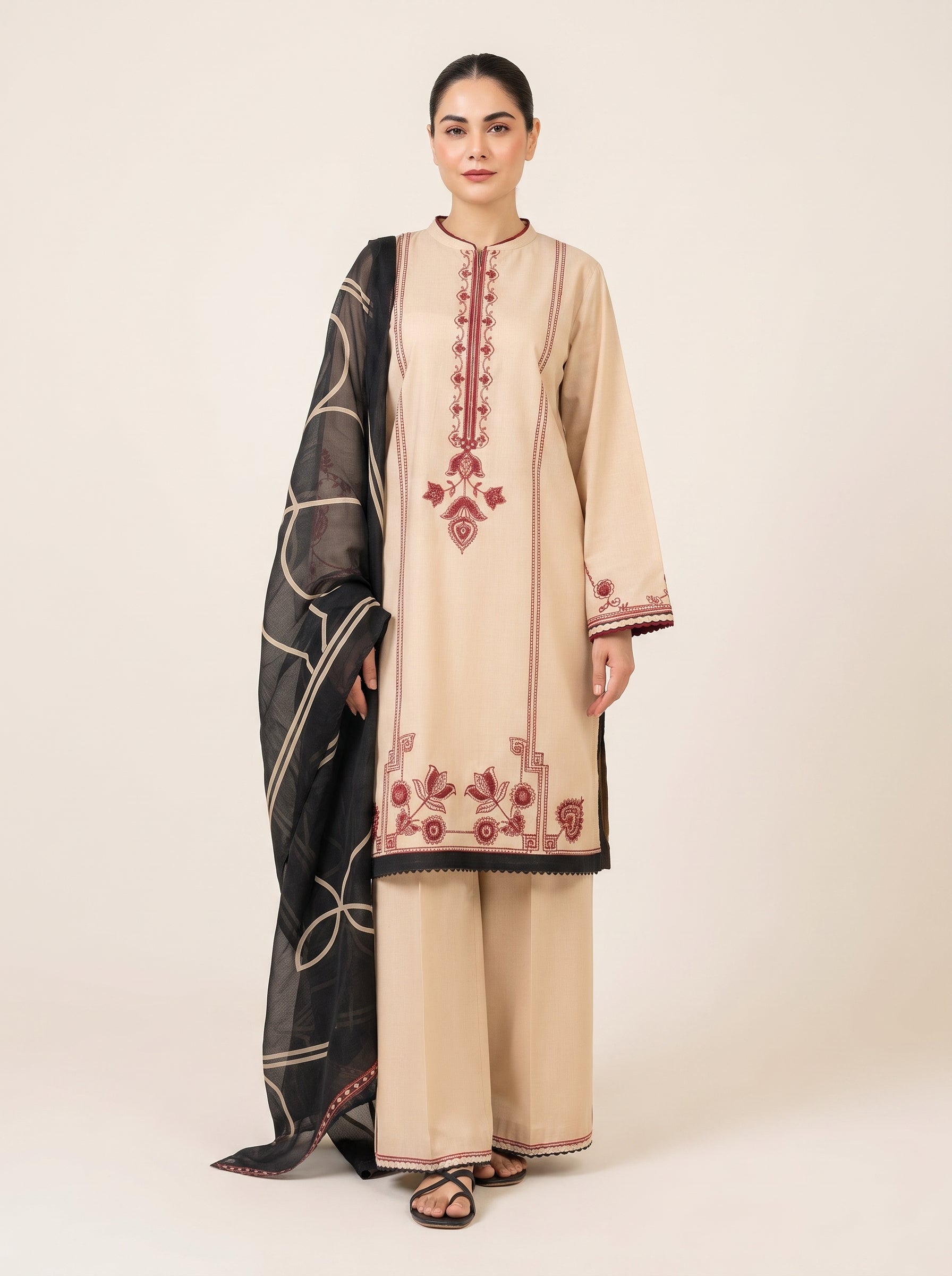 3 PIECE EMBROIDERED - UNSTITCHED