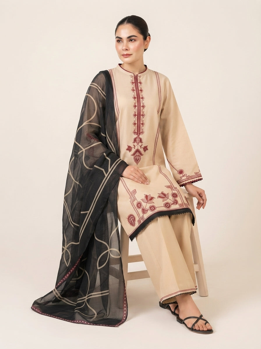 3 PIECE EMBROIDERED - UNSTITCHED