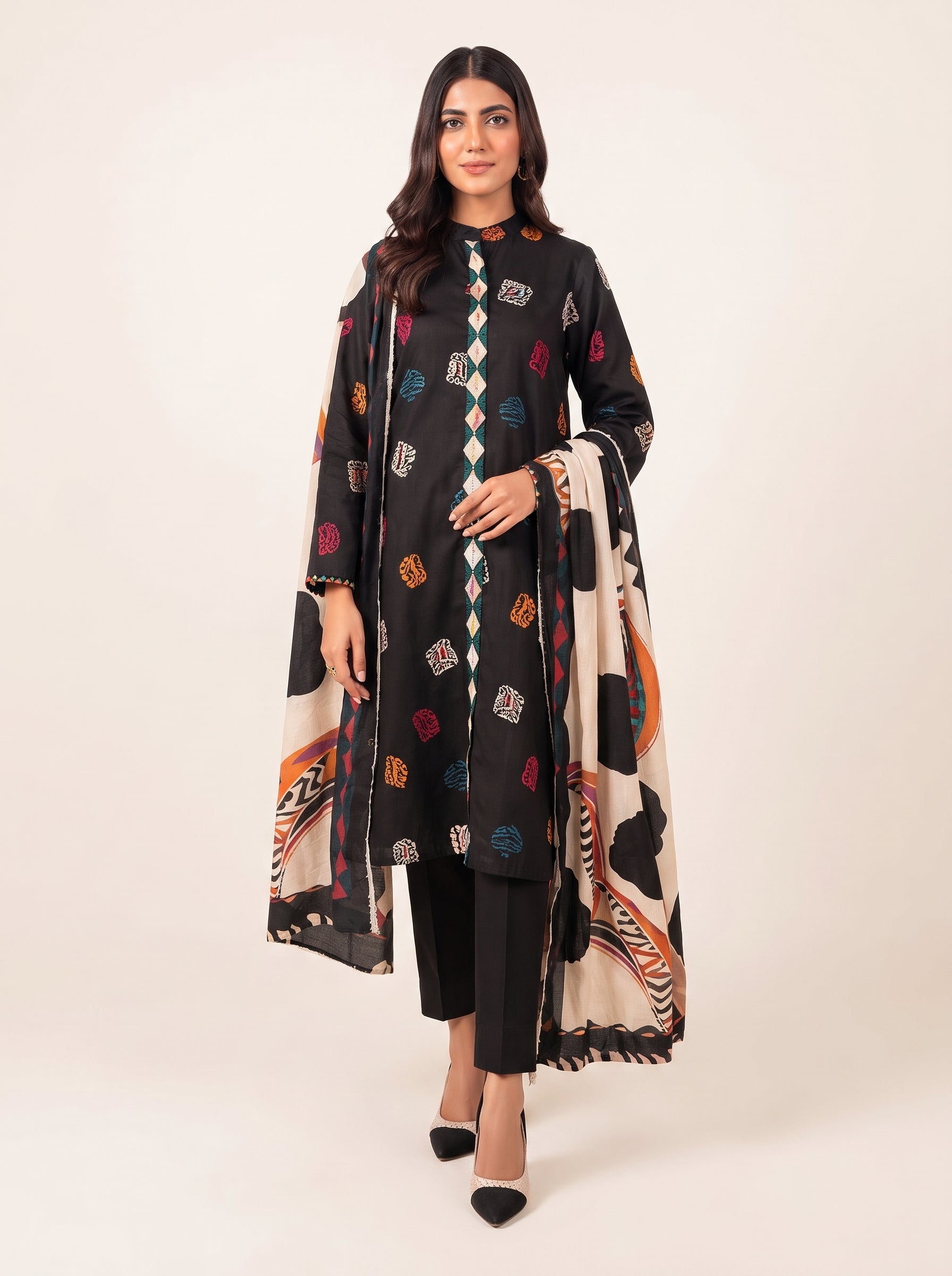 3 PIECE EMBROIDERED - UNSTITCHED