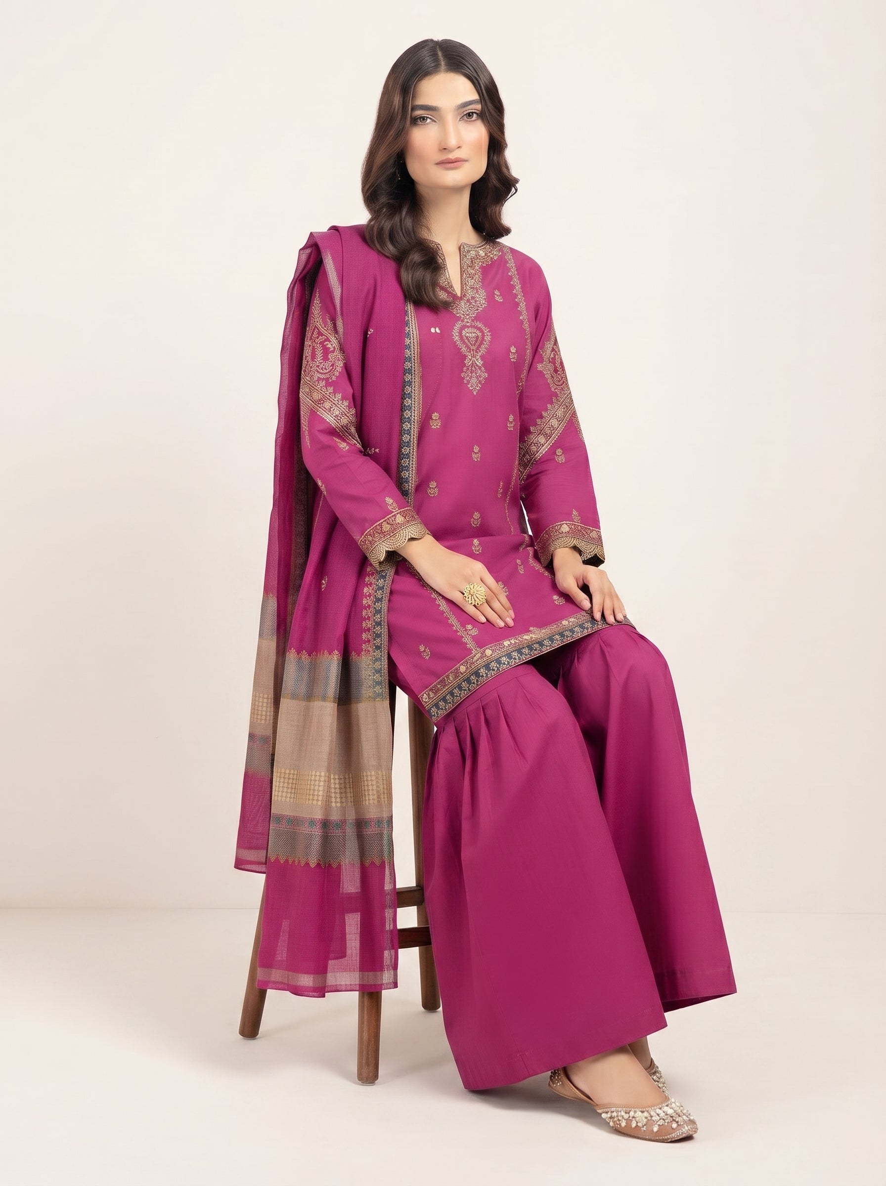 3 PIECE EMBROIDERED - UNSTITCHED