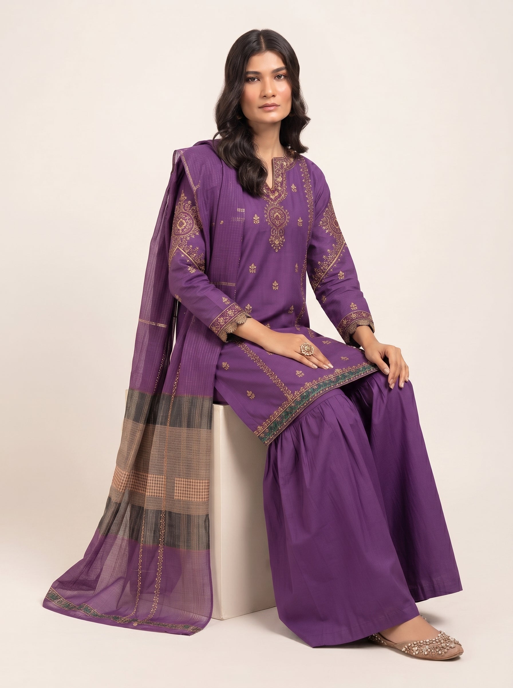3 PIECE EMBROIDERED - UNSTITCHED