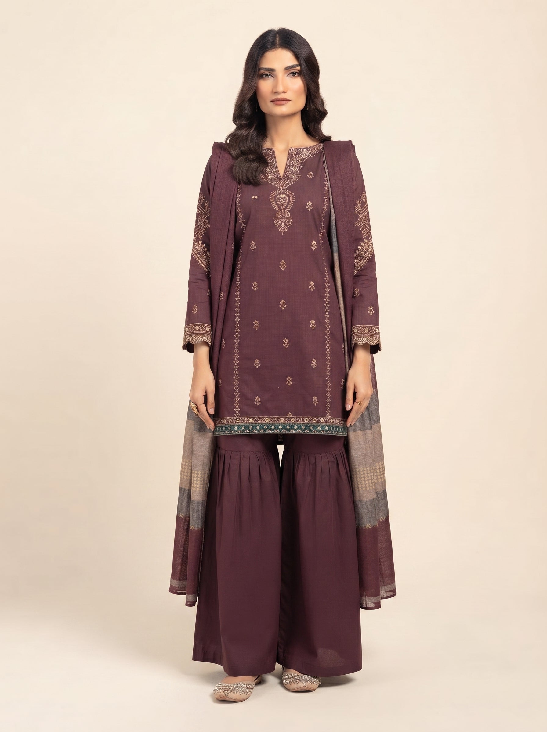3 PIECE EMBROIDERED - UNSTITCHED