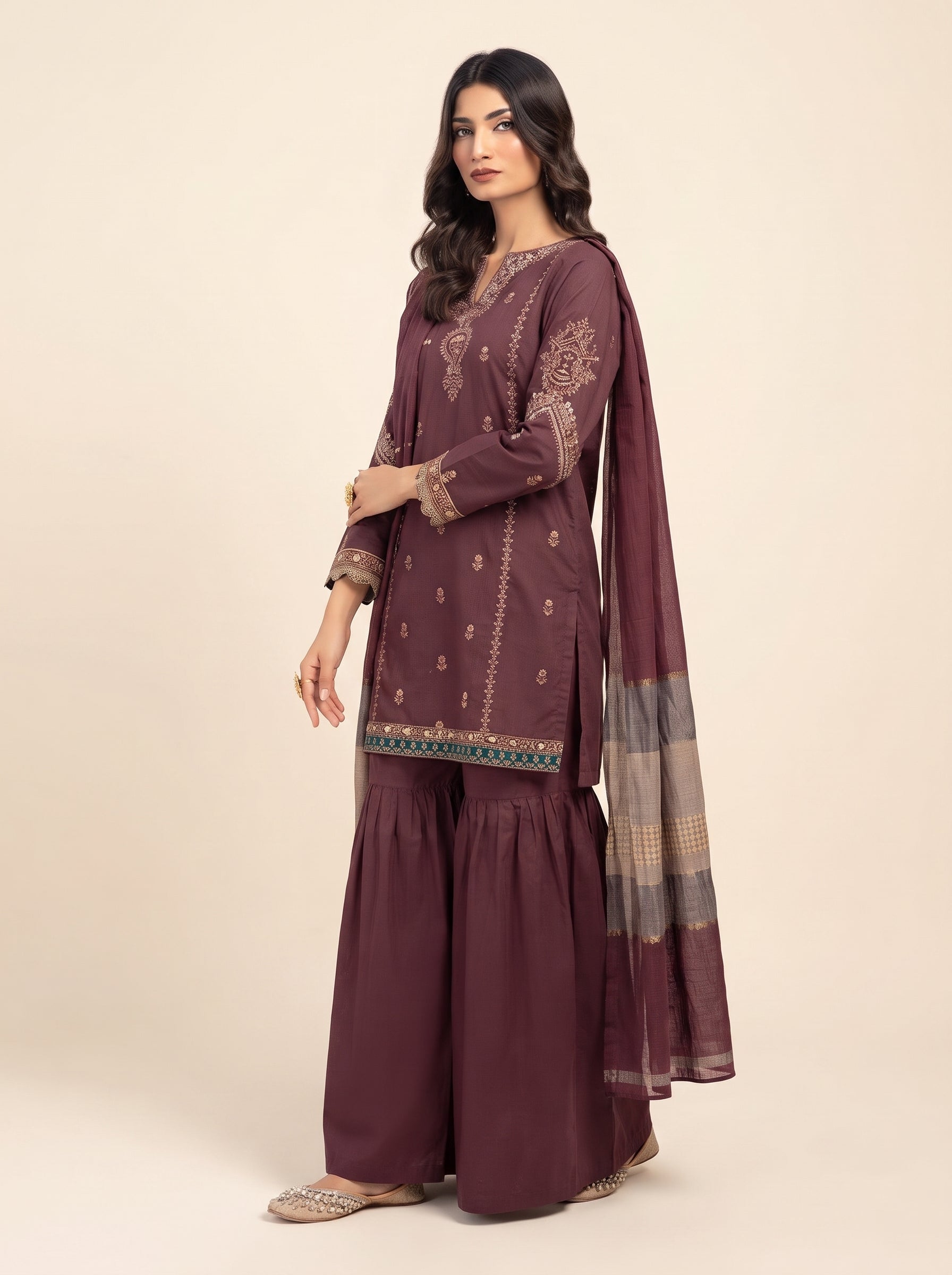 3 PIECE EMBROIDERED - UNSTITCHED