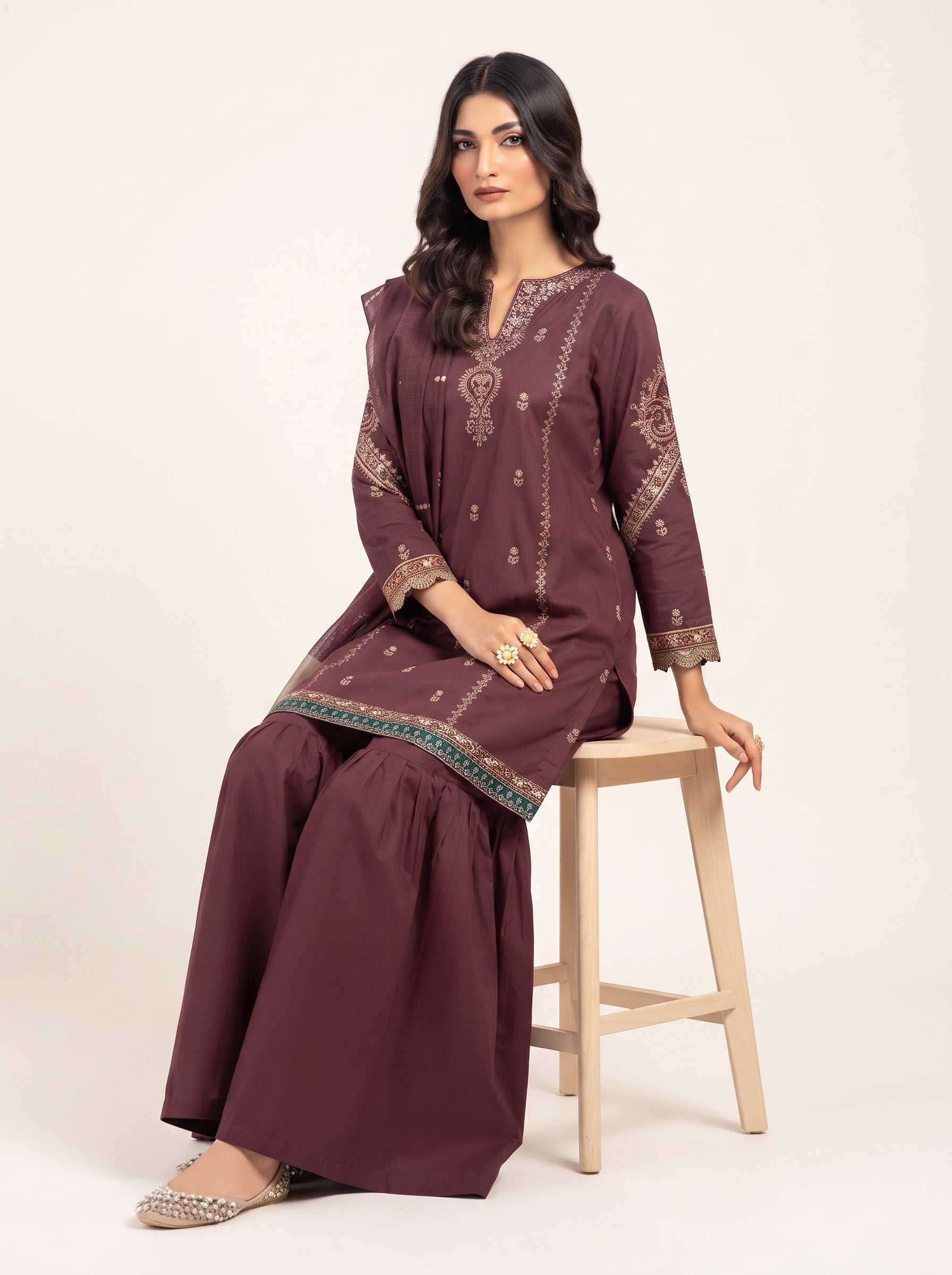 3 PIECE EMBROIDERED - UNSTITCHED