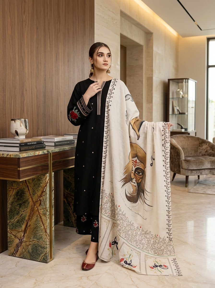3 PIECE EMBROIDERED - UNSTITCHED