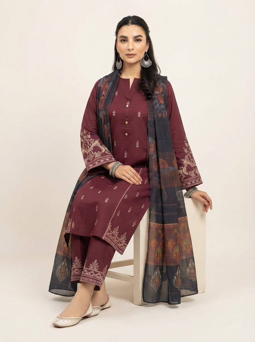 3 PIECE EMBROIDERED - UNSTITCHED