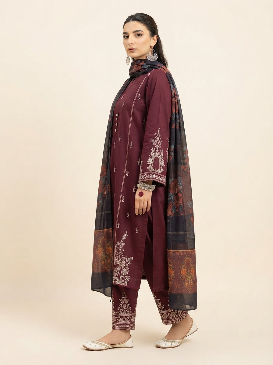 3 PIECE EMBROIDERED - UNSTITCHED