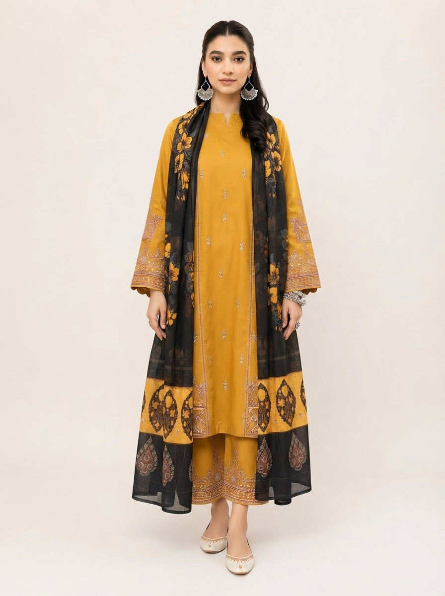 3 PIECE EMBROIDERED - UNSTITCHED