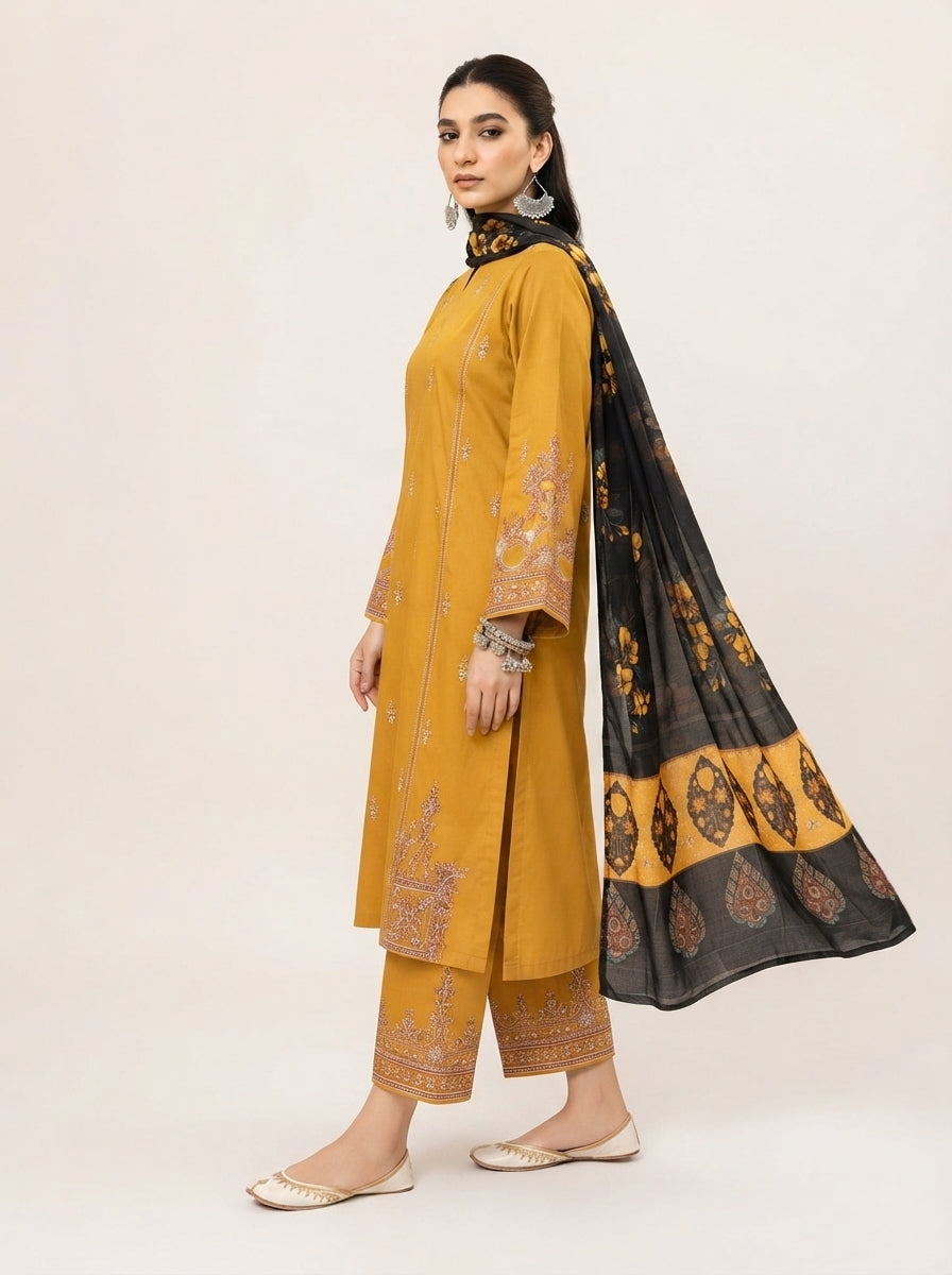 3 PIECE EMBROIDERED - UNSTITCHED