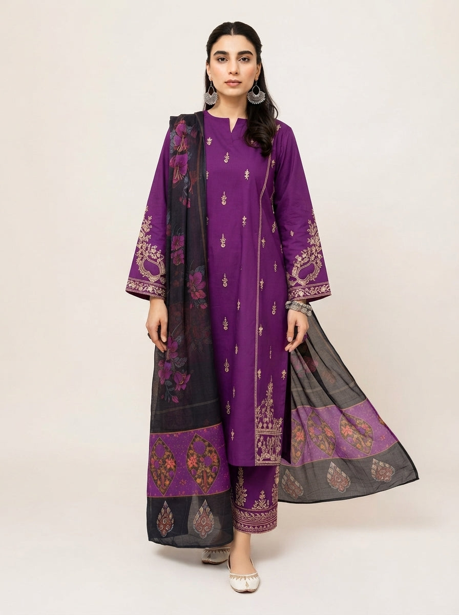 3 PIECE EMBROIDERED - UNSTITCHED
