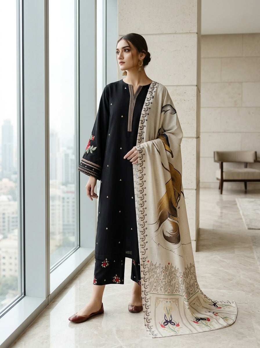 3 PIECE EMBROIDERED - UNSTITCHED