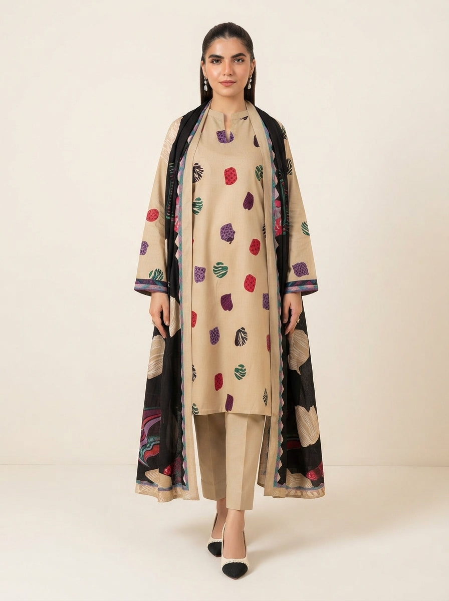 3 PIECE EMBROIDERED - UNSTITCHED