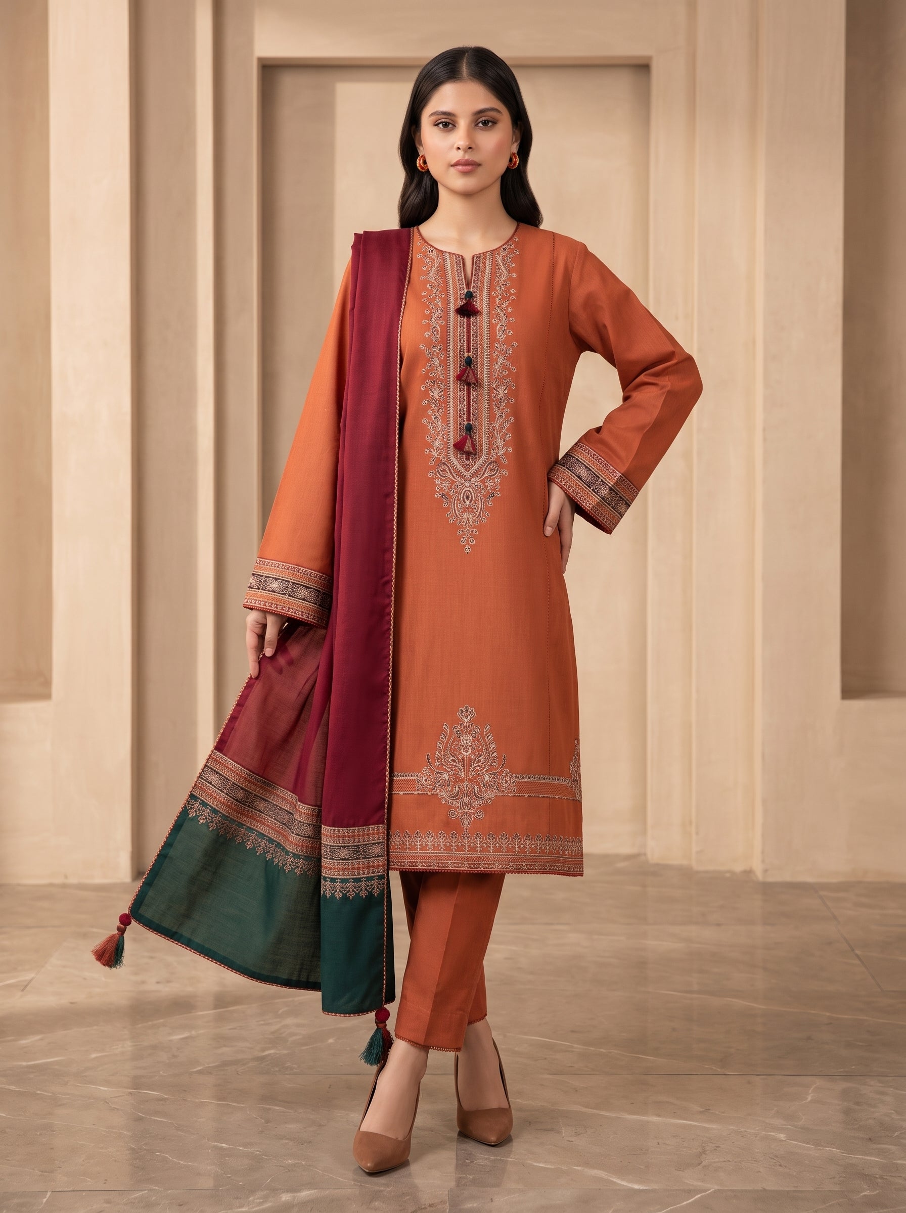 3 PIECE EMBROIDERED - UNSTITCHED
