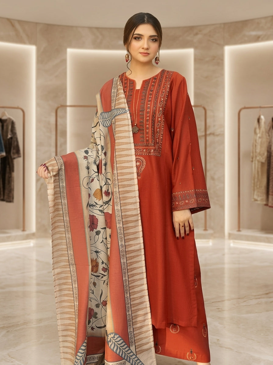 3 PIECE EMBROIDERED - UNSTITCHED