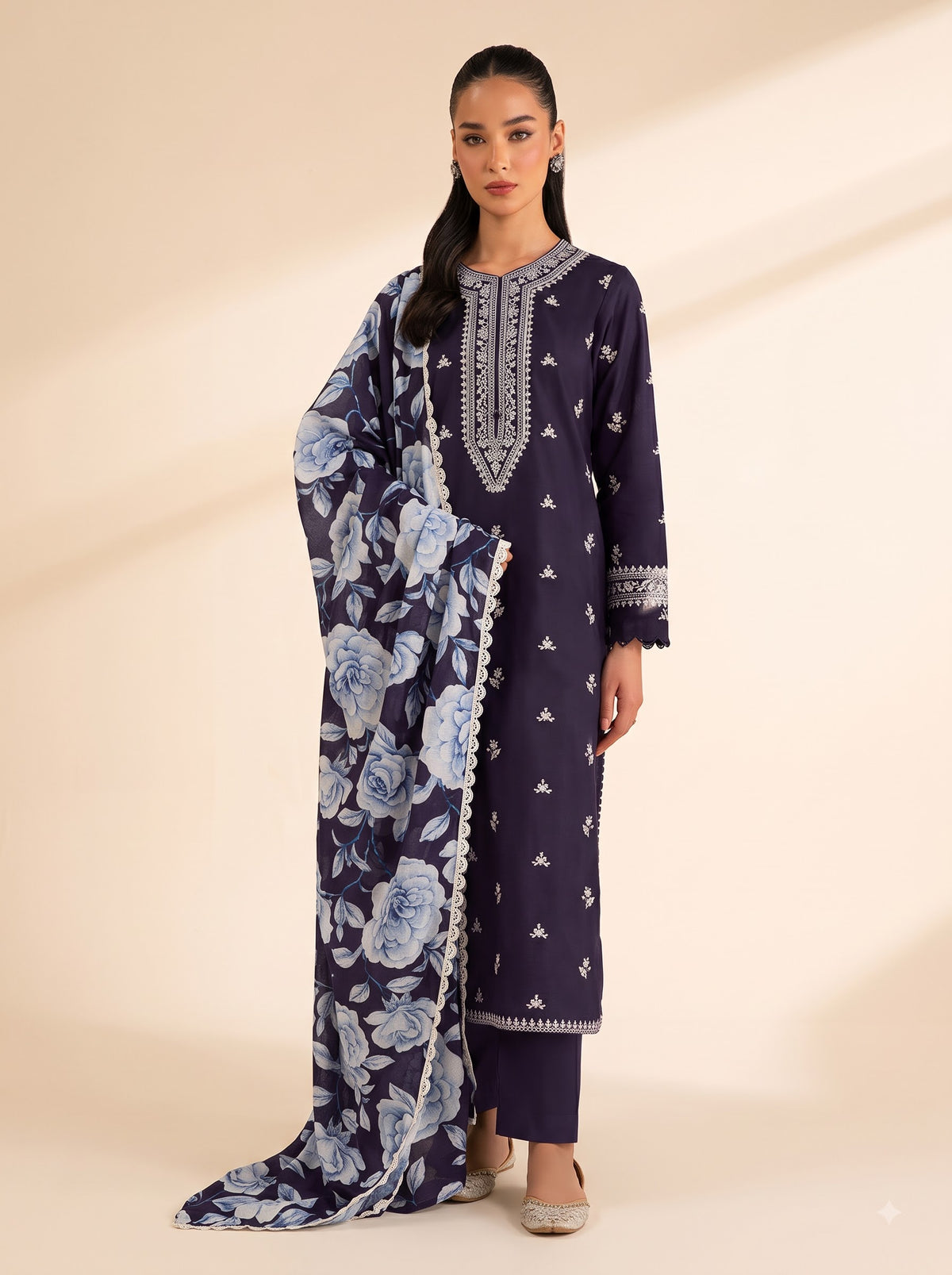 3 PIECE EMBROIDERED - UNSTITCHED